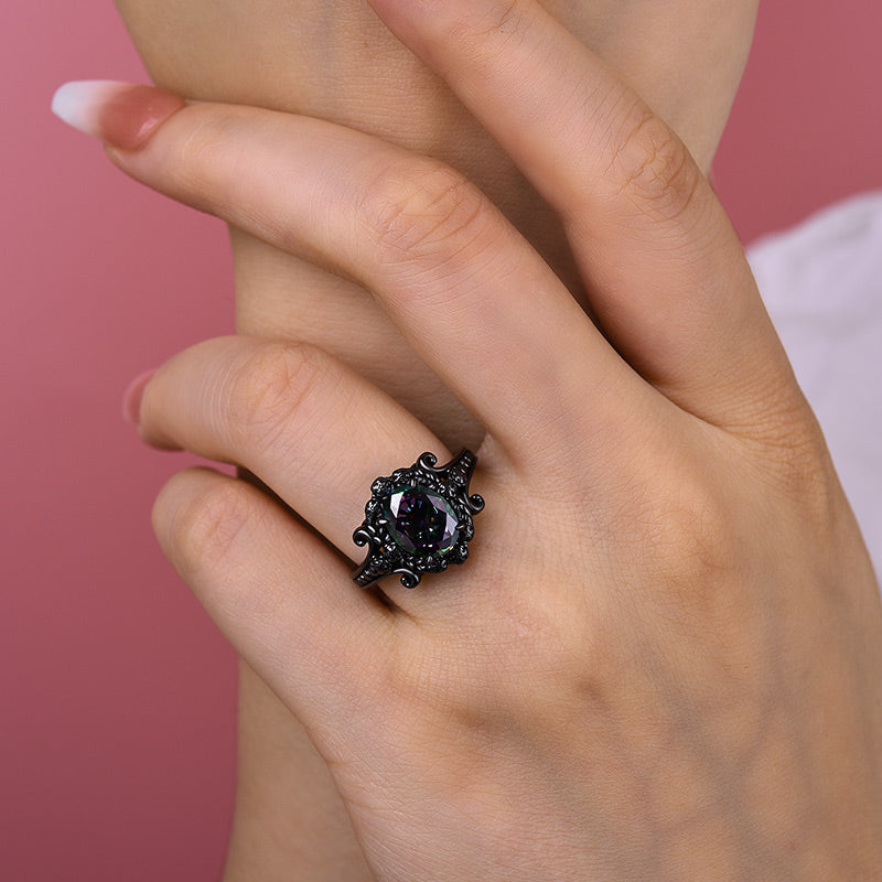 Stylishwe 2.5 Carat Black Gold Black Diamond Engagement Ring 