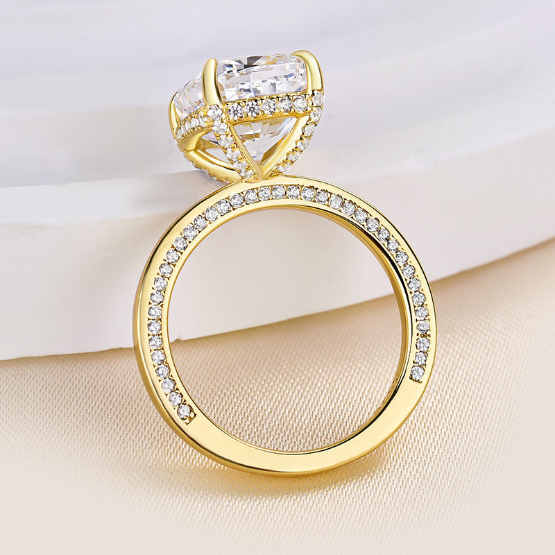 Stylishwe 4.0 Carat Two Tone Yellow Gold Oval Cut Engagement Ring 
