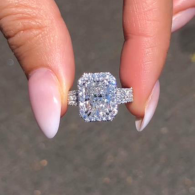 Stylishwe 1.5 Carat White Gold Pear Cut Diamond Clear Engagement Ring 