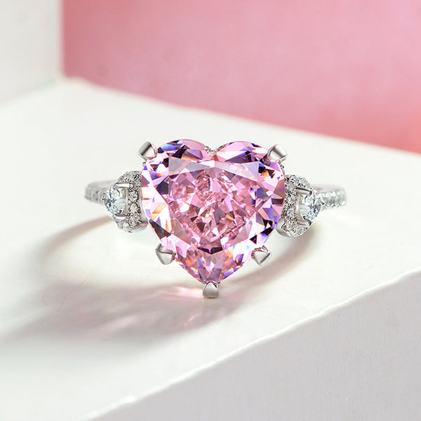 ダイヤモンド、ピンクサファイヤ リボンリング セット-