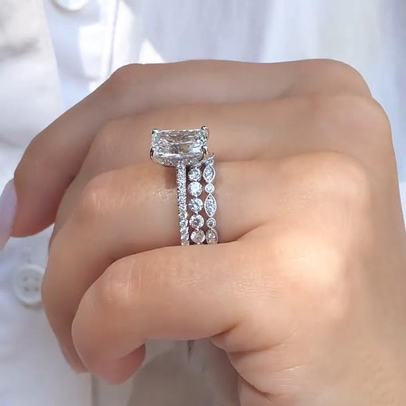 Stylishwe 3.3 carat diamond clear radiant cut set ring 
