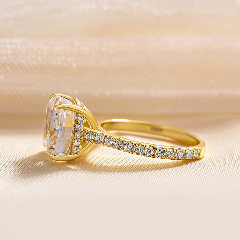 Stylishwe 4.5 Carat Yellow Gold Cushion Cut Engagement Ring 