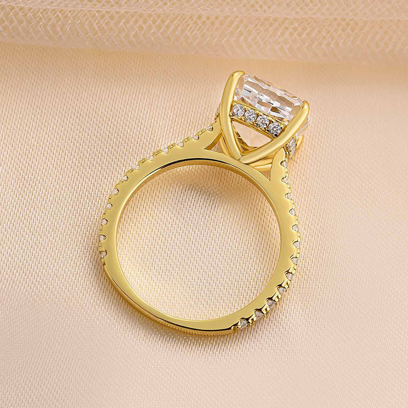 Stylishwe 4.5 Carat Yellow Gold Cushion Cut Engagement Ring 