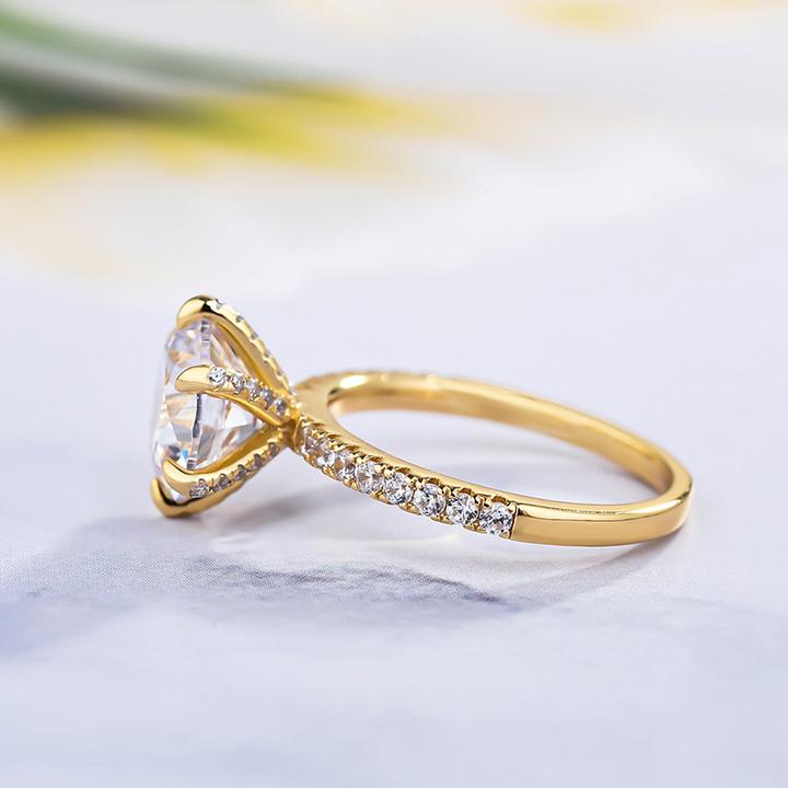 Stylishwe Yellow Gold Six Prong Round Cut Engagement Ring 