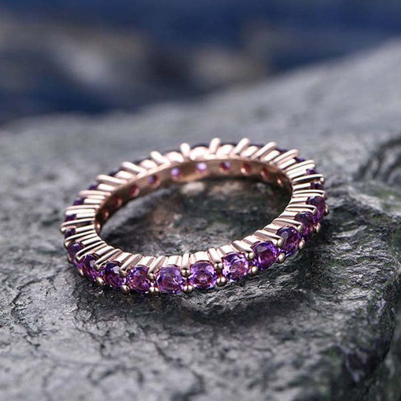Stylishwe 1.8ct Amethyst Purple Eternity Ring 