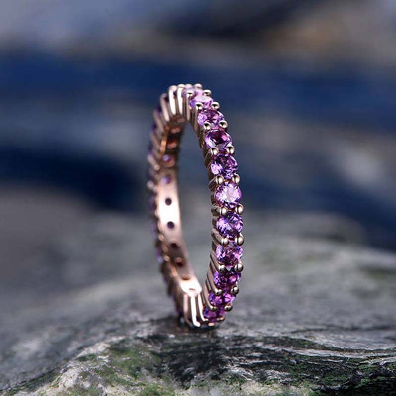 Stylishwe 1.8ct Amethyst Purple Eternity Ring 